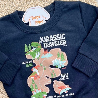 Conj. Casaco Jurassic Traveller e Calça de Moletom - Preto e Ferrugem